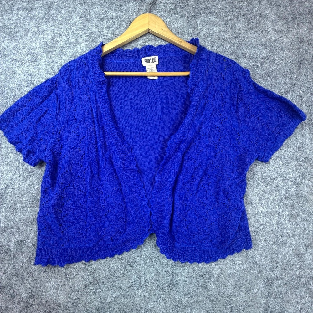 Sweet Kizz Cardigan Sweater Womens 2X Y2K Cropped Ruffle Edge Indie Sleaze Soft